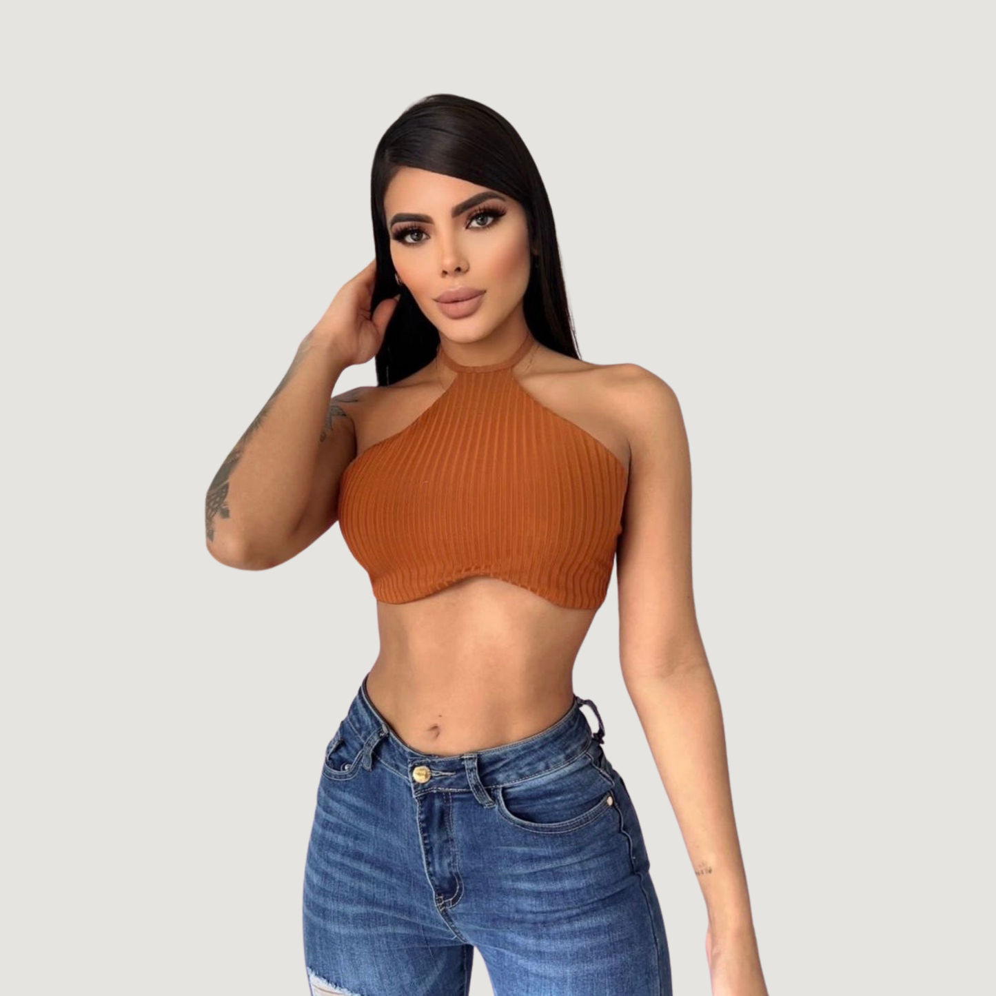 Tank top with adjustable neck ties - Saida Fashion