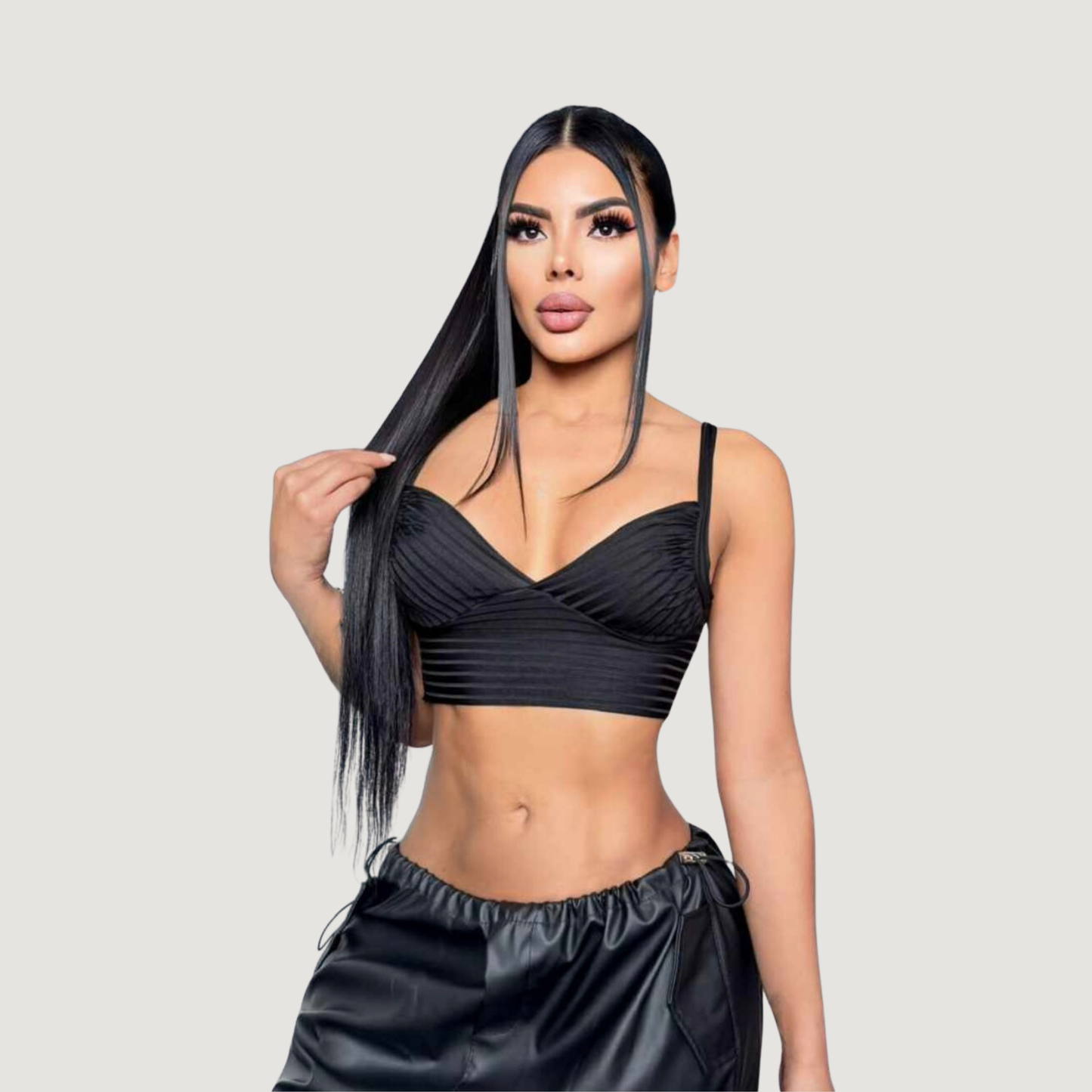 Low cut tank top with thick straps - Saida Fashion