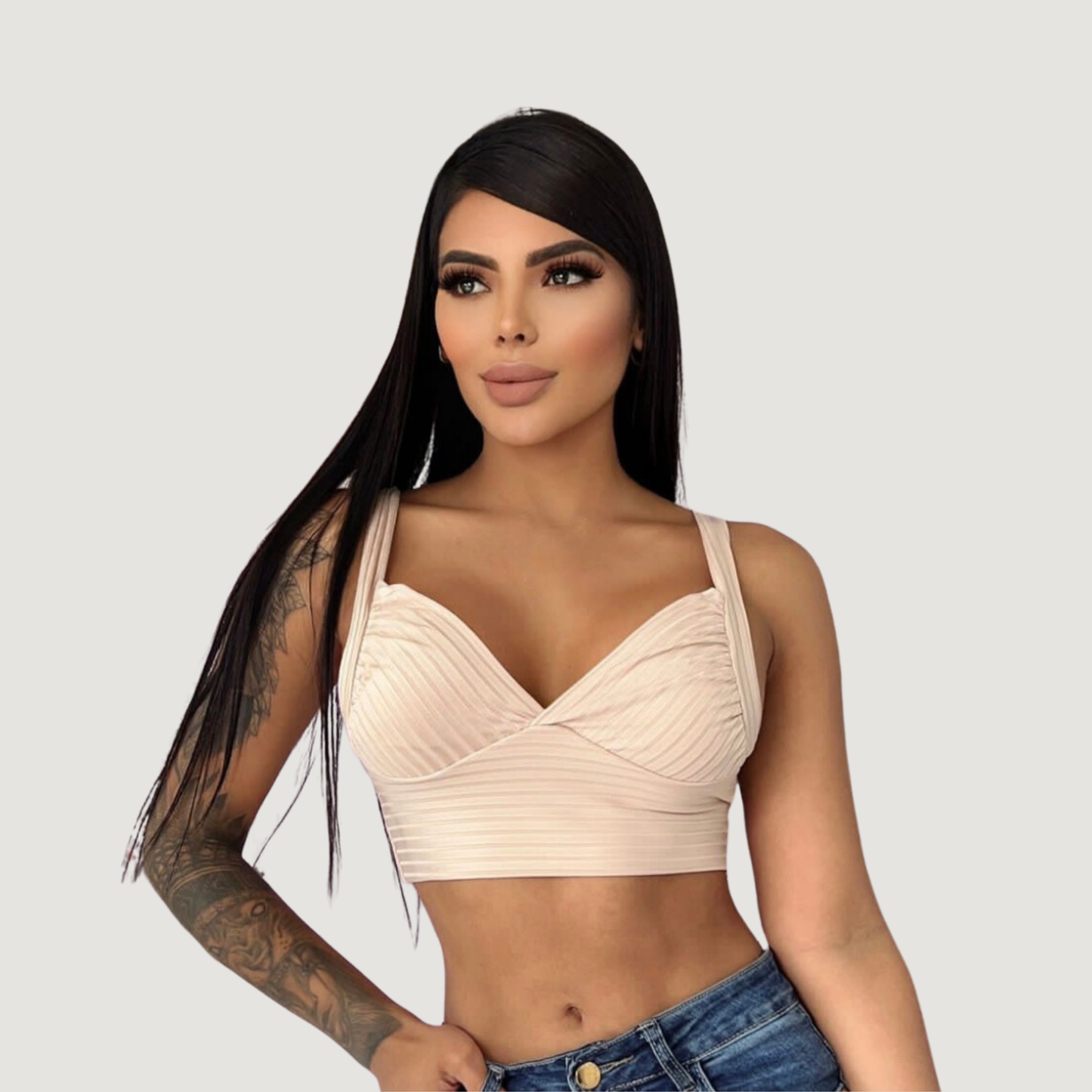 Low cut tank top with thick straps - Saida Fashion
