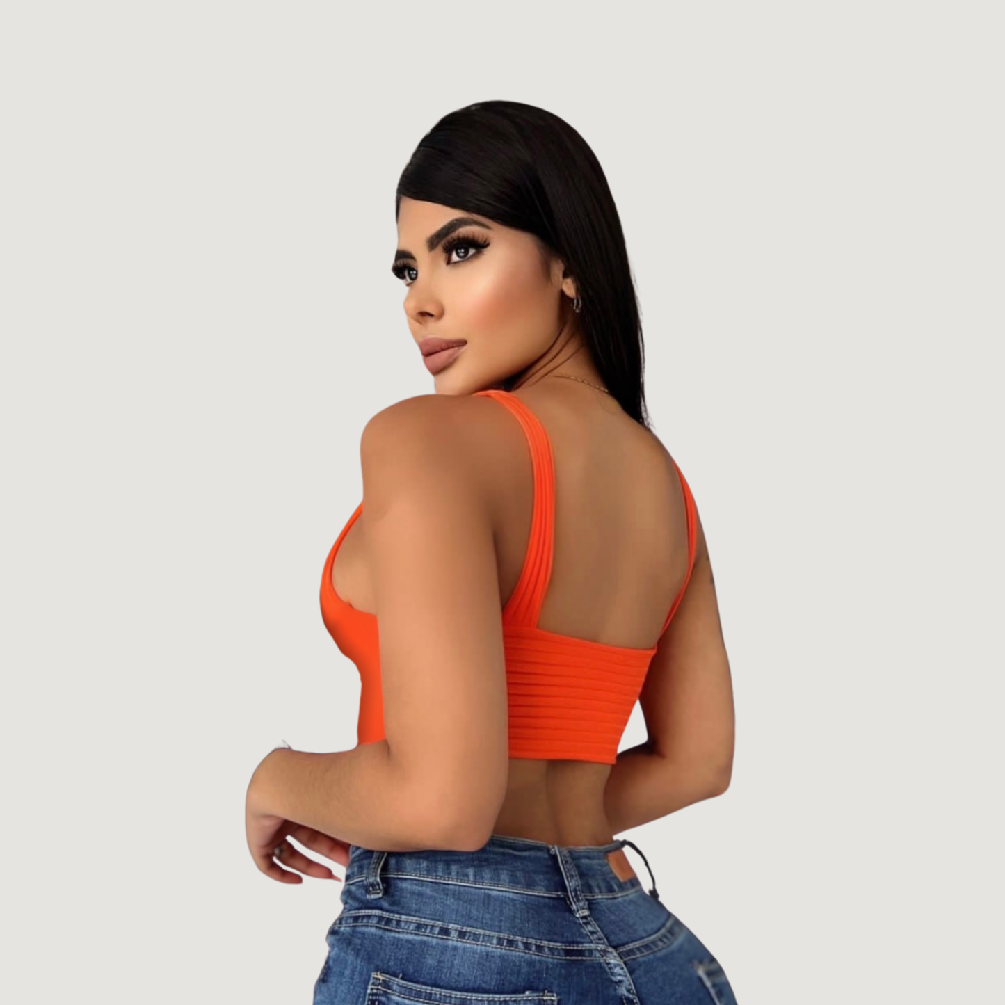 Low cut tank top with thick straps - Saida Fashion