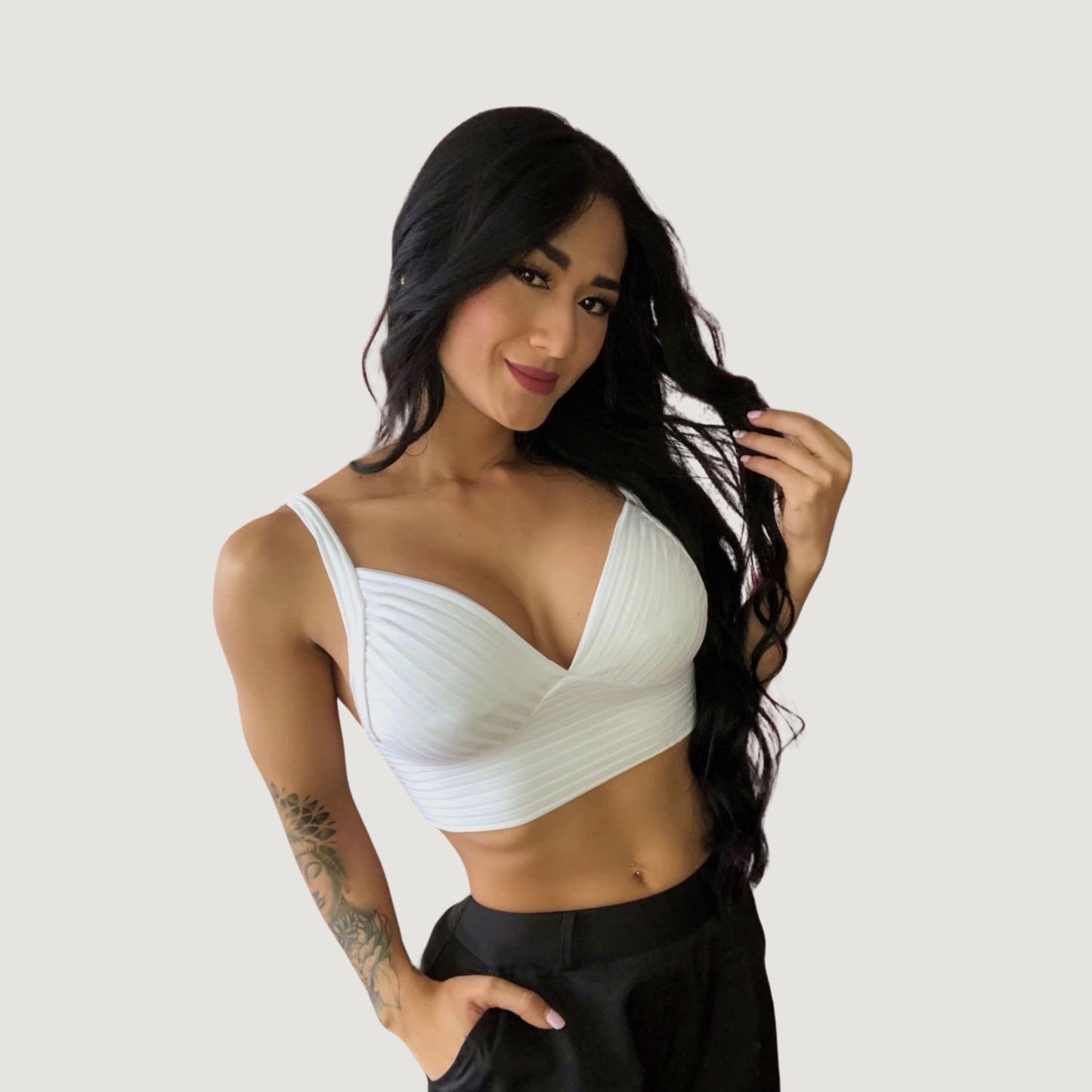 Low cut tank top with thick straps - Saida Fashion