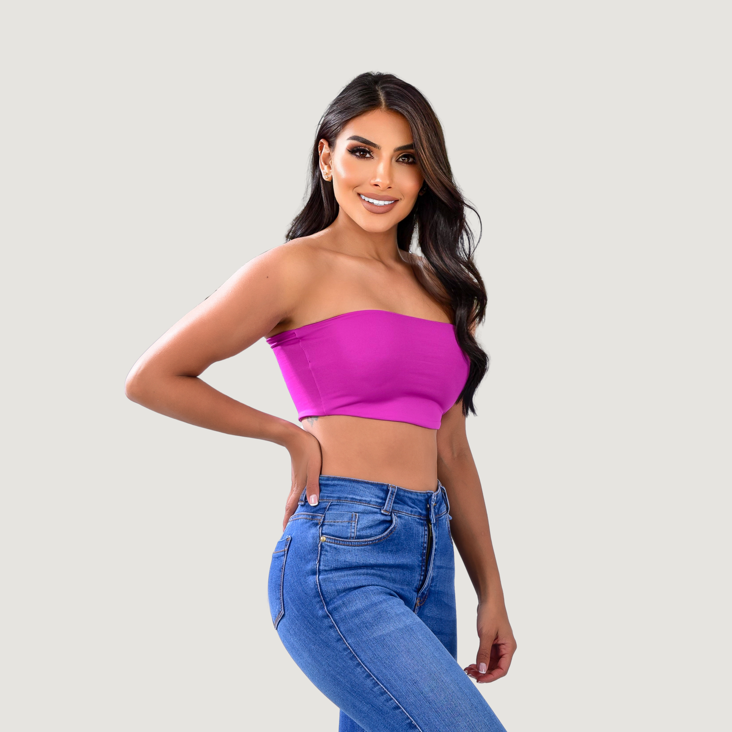 Bandeau top - full lining- stretchy fabric - Saida Fashion