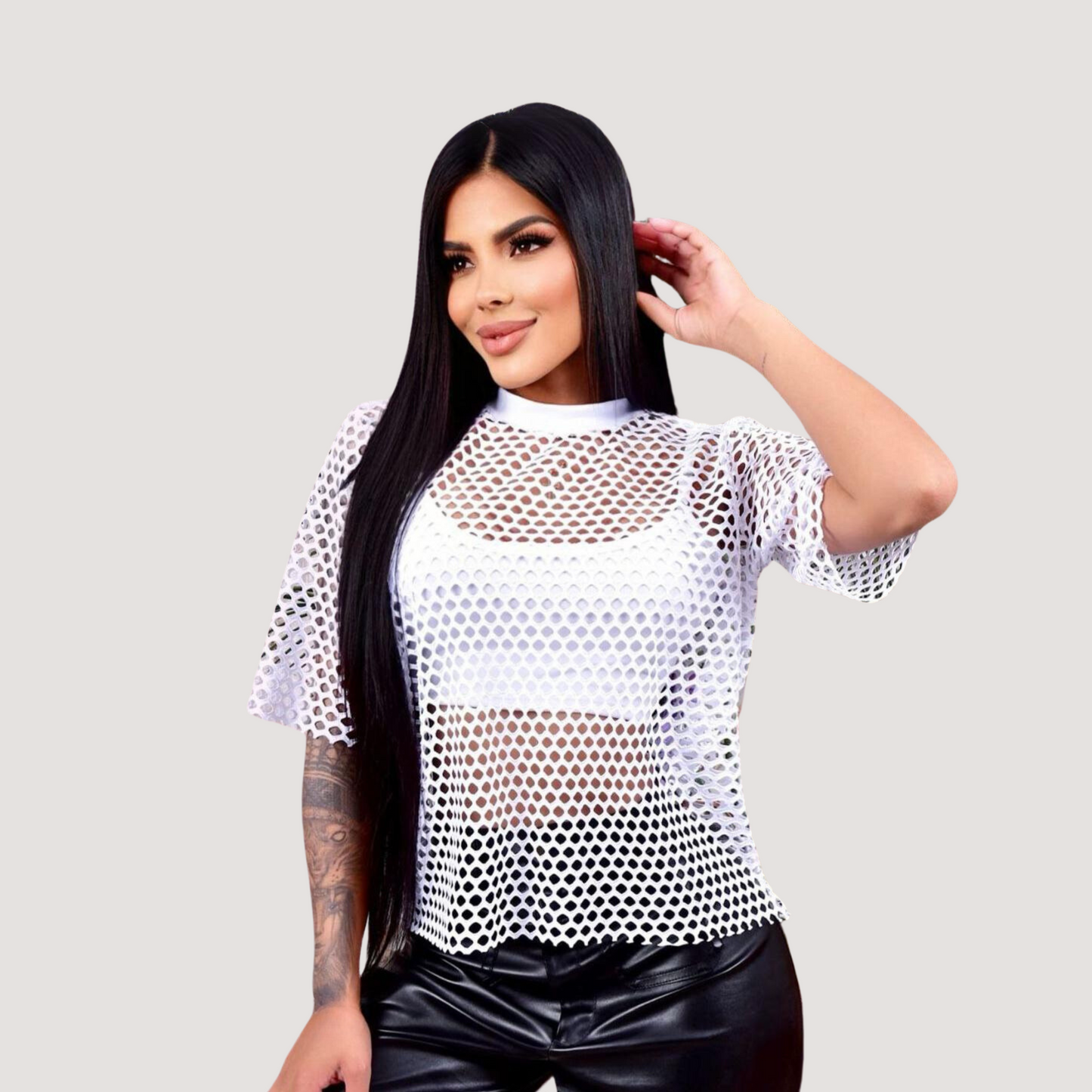 Fishnet shirt-inner top- adjustable strap design - Saida Fashion