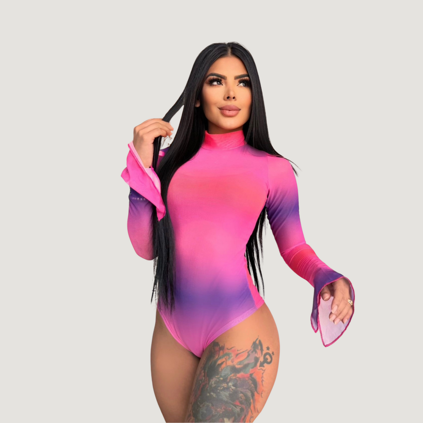 Bodysuits For Women - Mesh Bell Sleeves - Saida Fashion