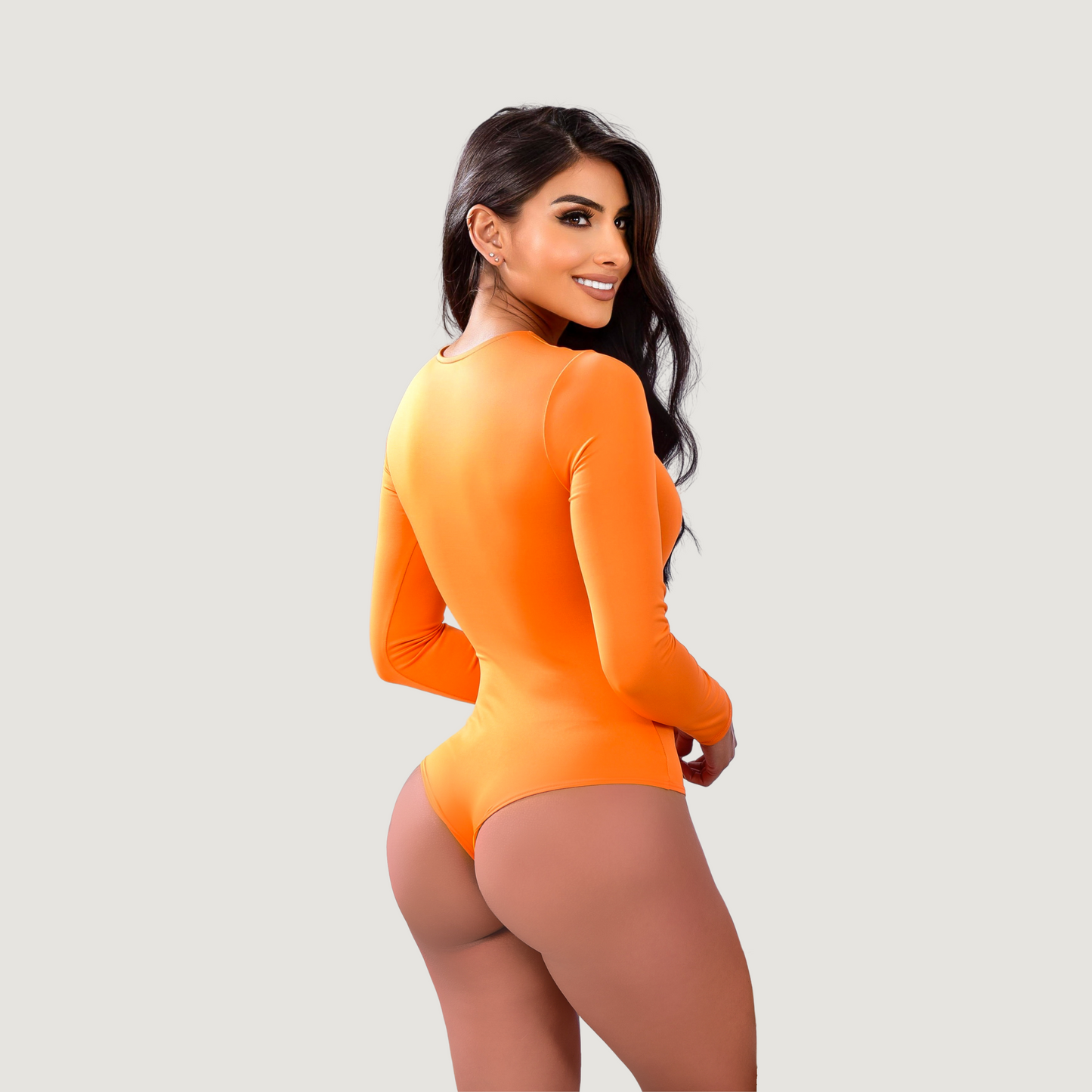 Cutout Bodysuit - Oval Neck Long Sleeve - Saida Fashion