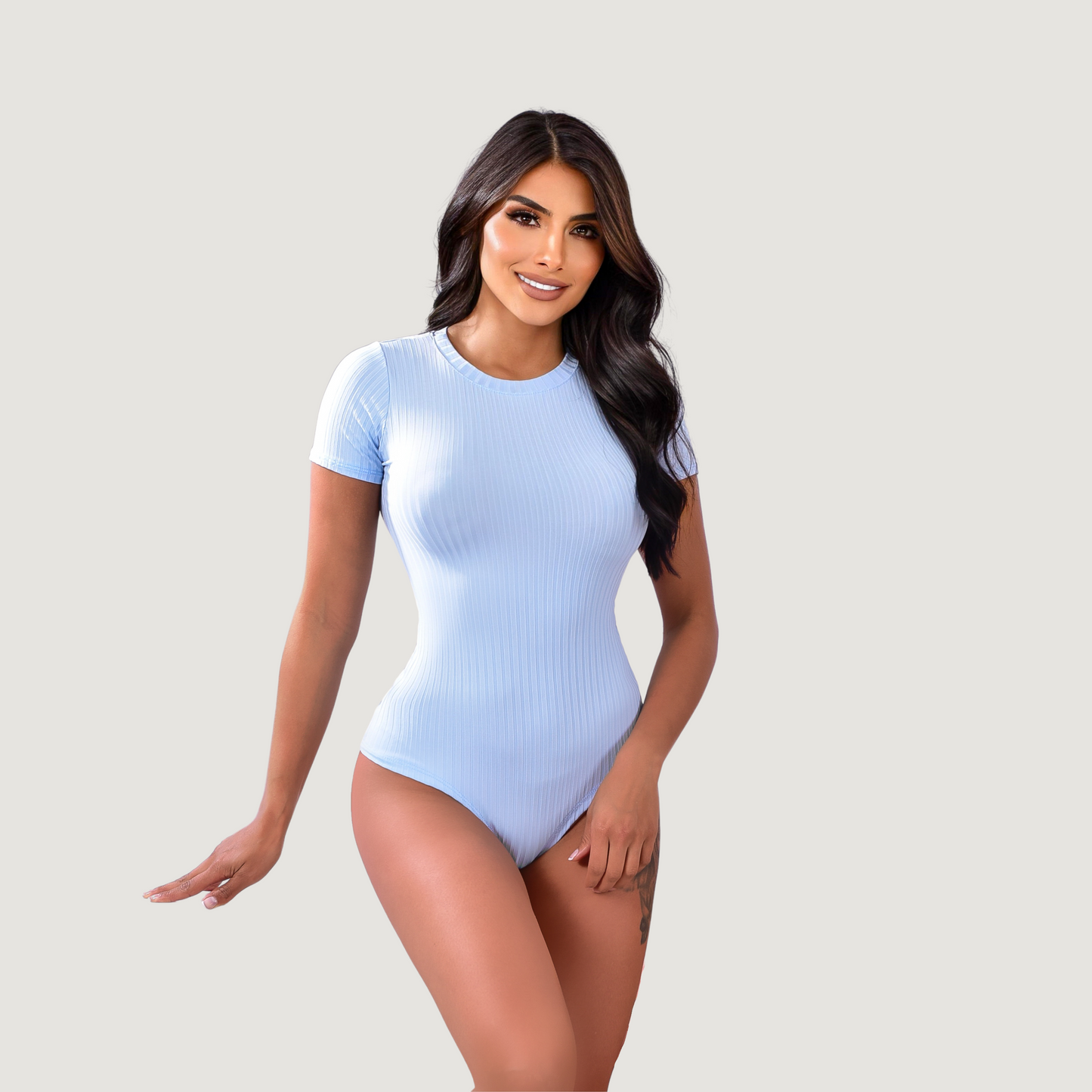 Women's Bodysuit - Ribbed Round Neck - Saida Fashion