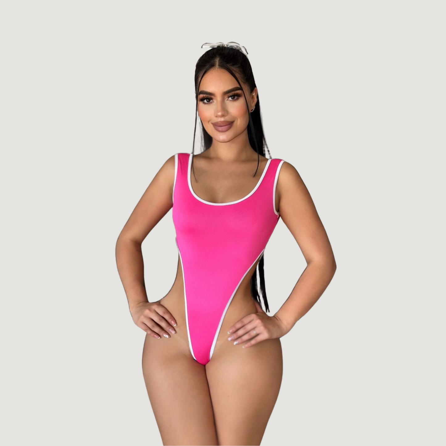 High Cut Bodysuit - Soft Lycra Fabric - Saida Fashion