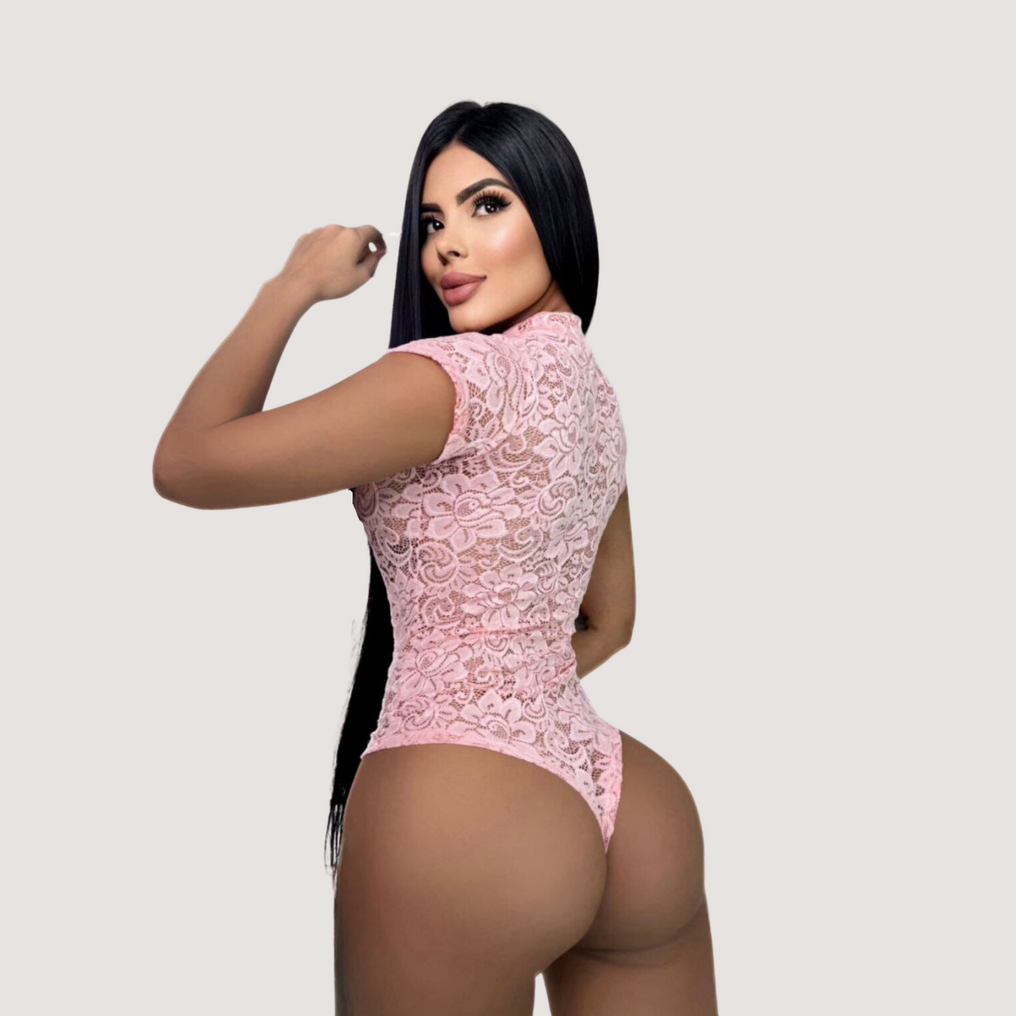 Women's Lace Bodysuit Top - Zipper Detail - Saida Fashion