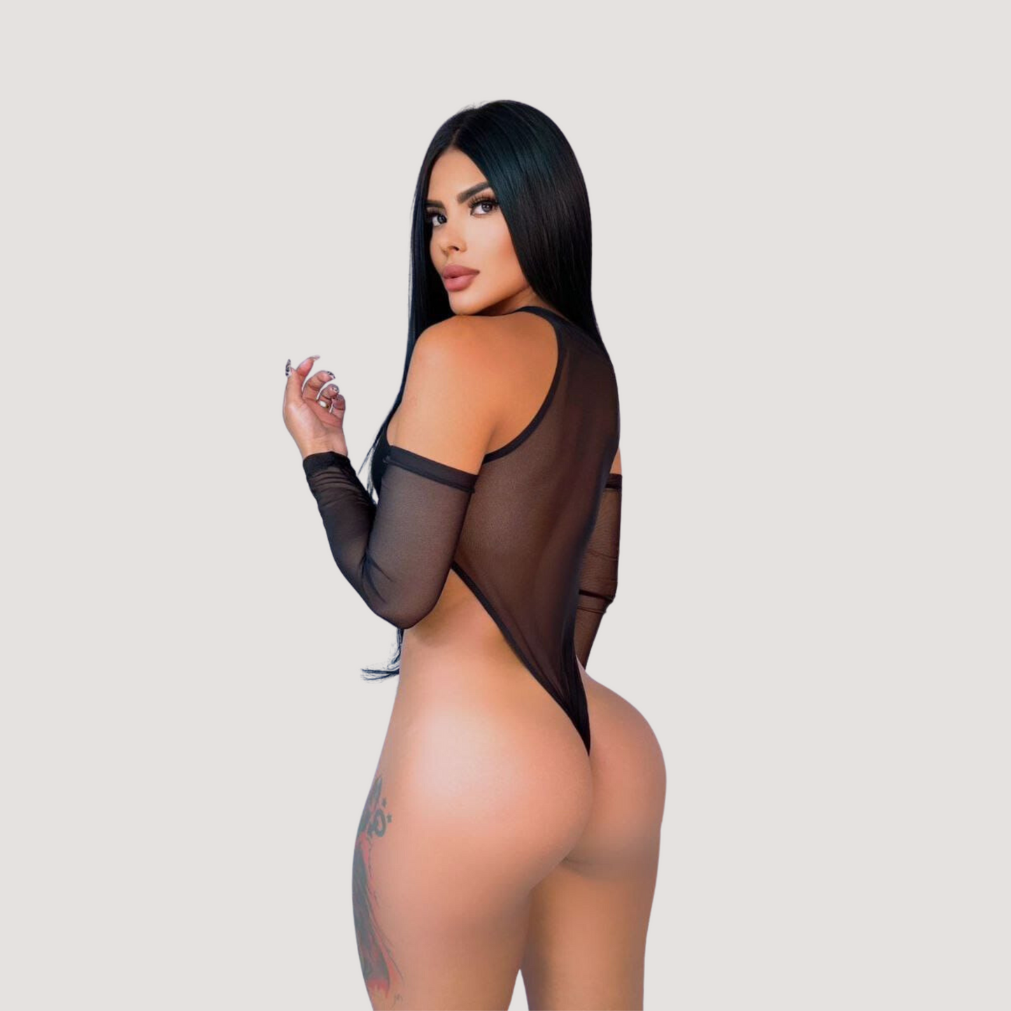 Mesh Bodysuit - High Cut Design - Saida Fashion