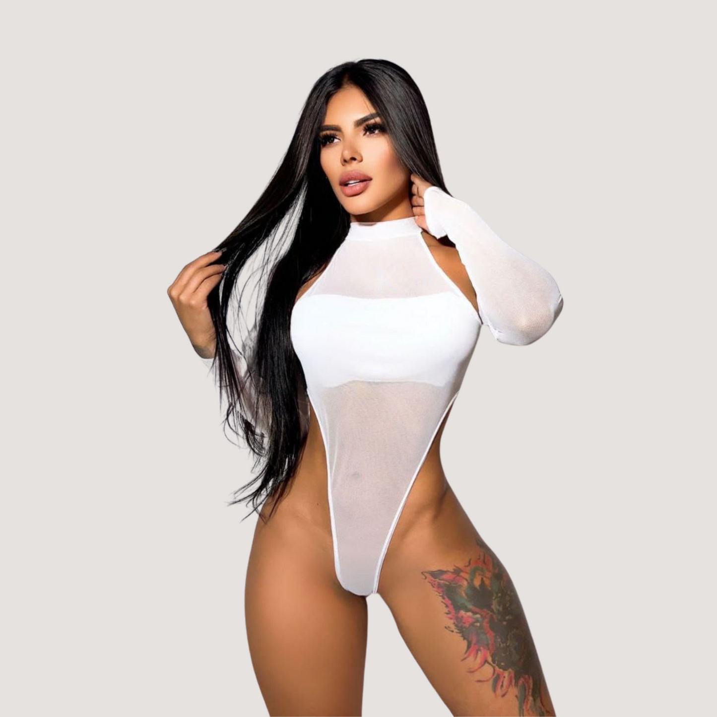 Mesh Bodysuit - High Cut Design - Saida Fashion