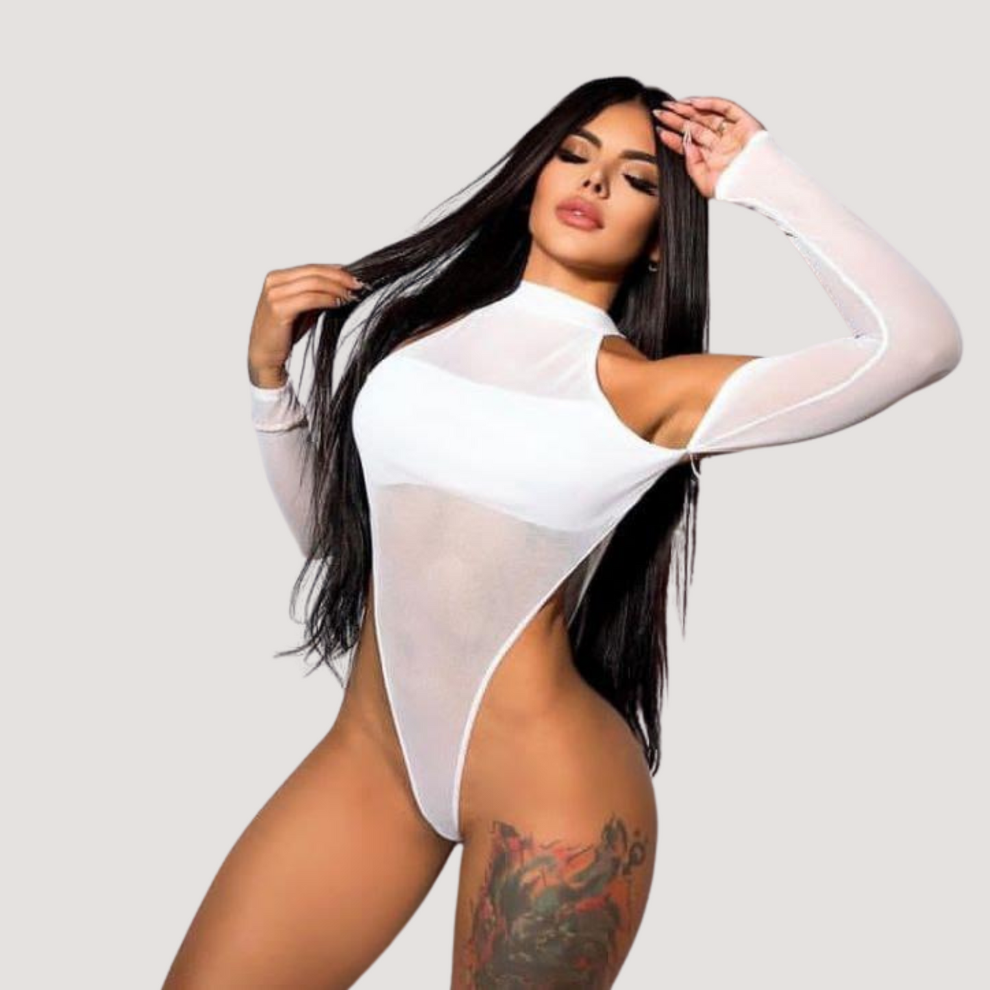 Mesh Bodysuit - High Cut Design - Saida Fashion