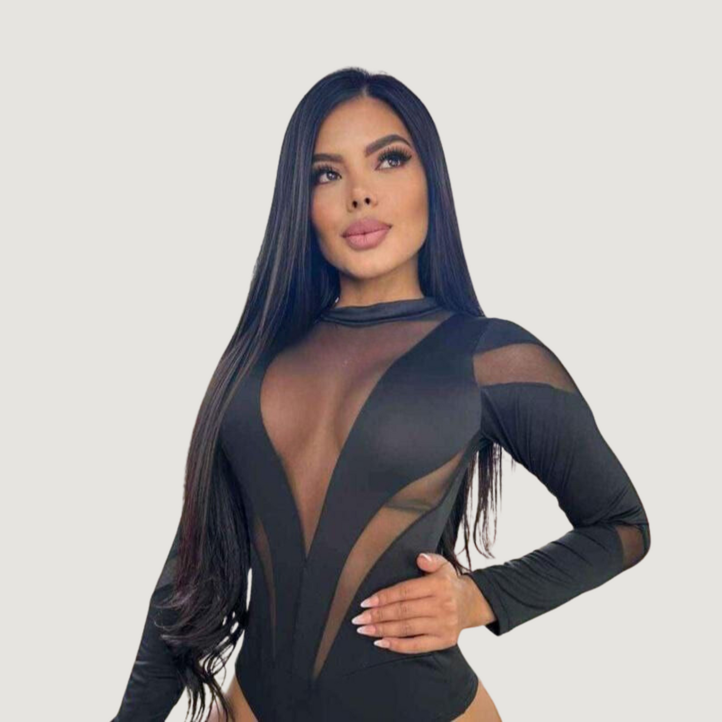 Sexy Bodysuit - Spandex - Mesh Mix - Saida Fashion