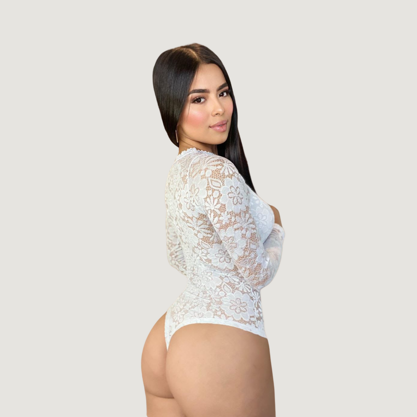 Feminine Sheer Lace Bodysuit..