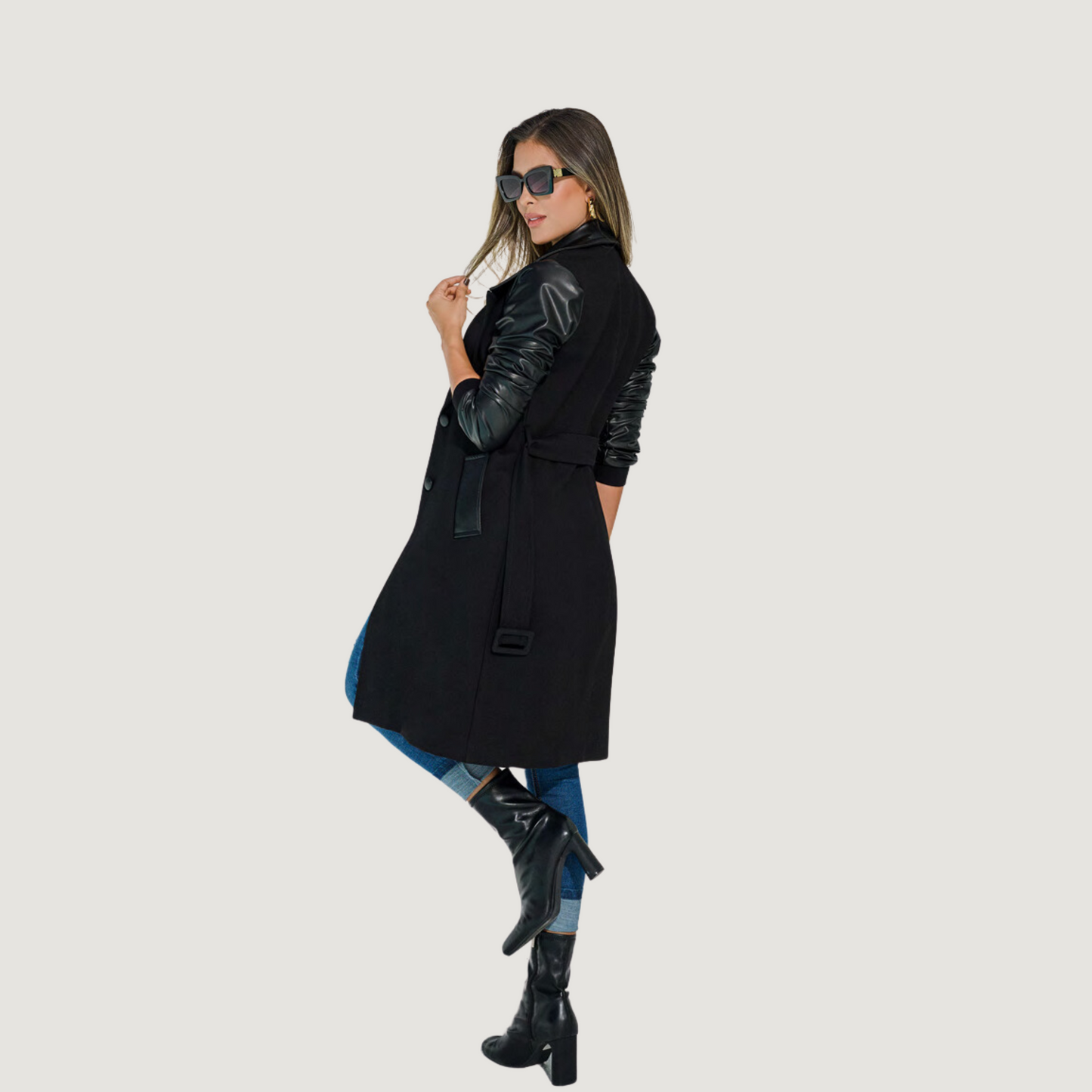 Women’s black coats with stretch fabric - Saida Fashion