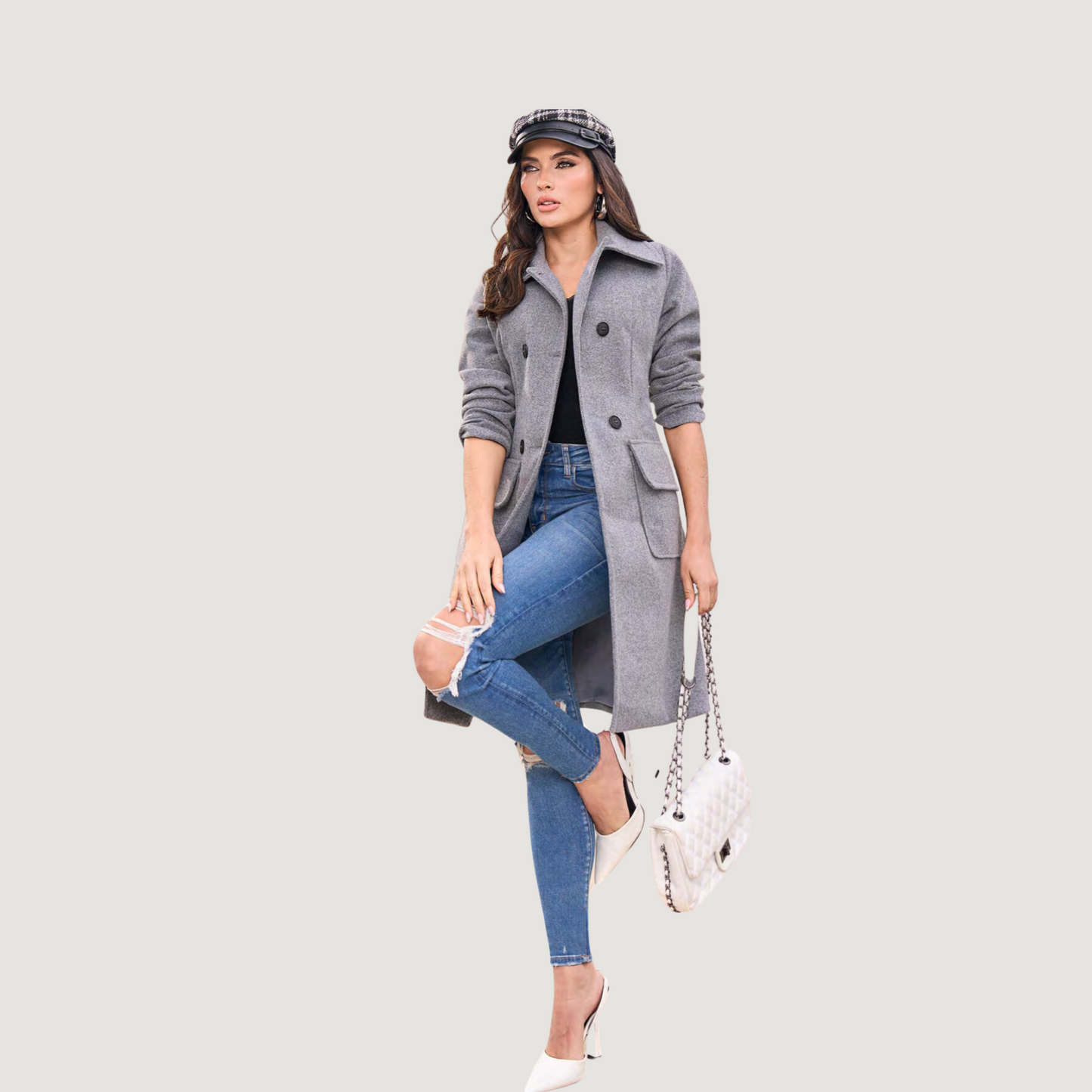 Chic Double-Breasted Wool Coat