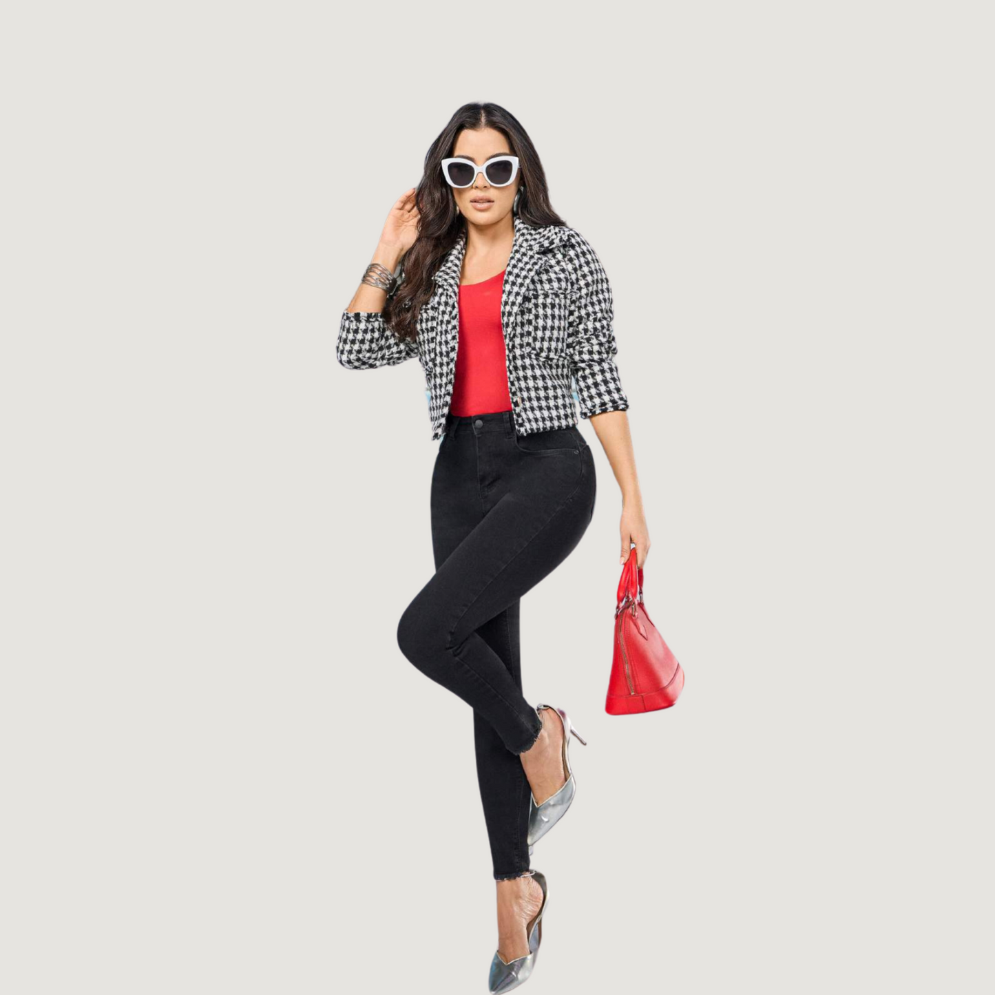 Short Jacket for Women in Houndstooth..