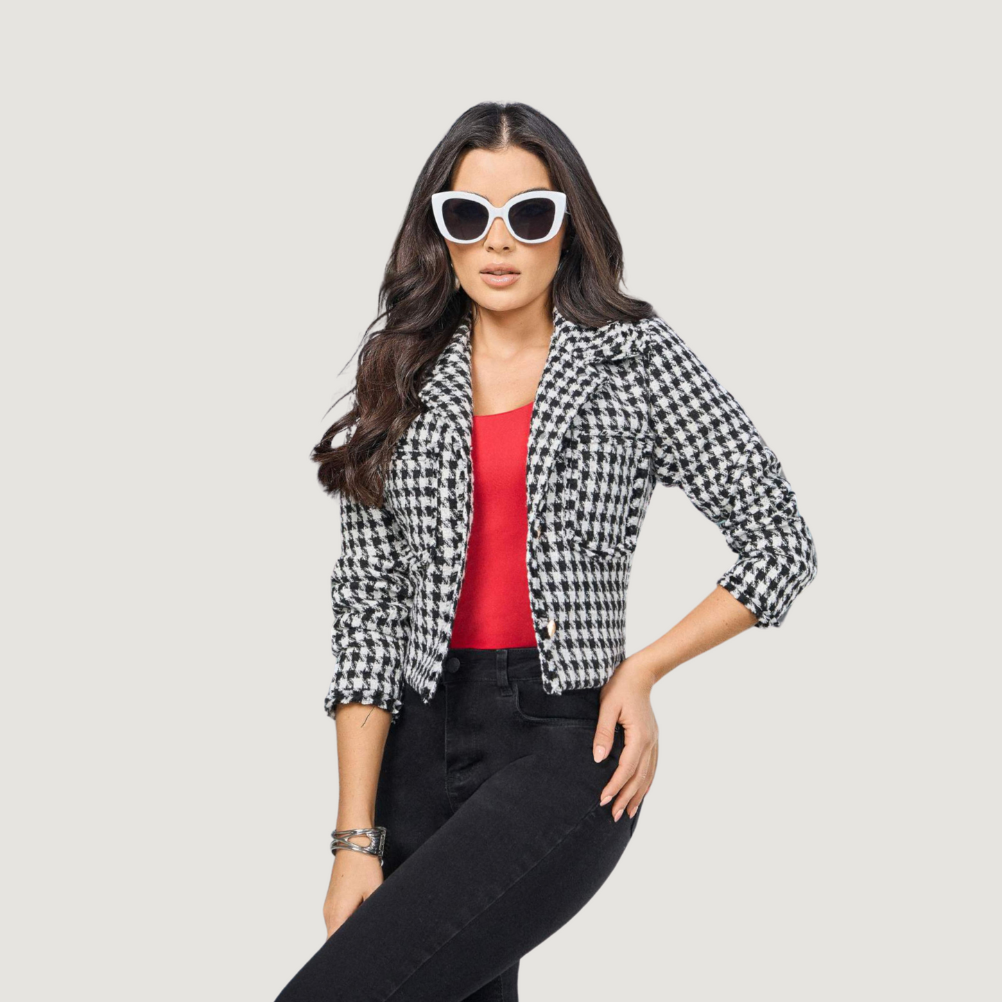 Short Jacket for Women in Houndstooth..