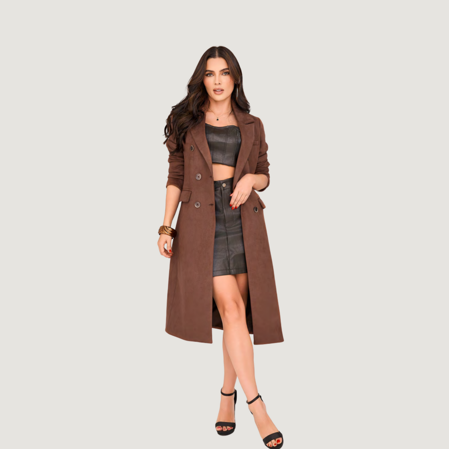 Double-Breasted Suede Coat