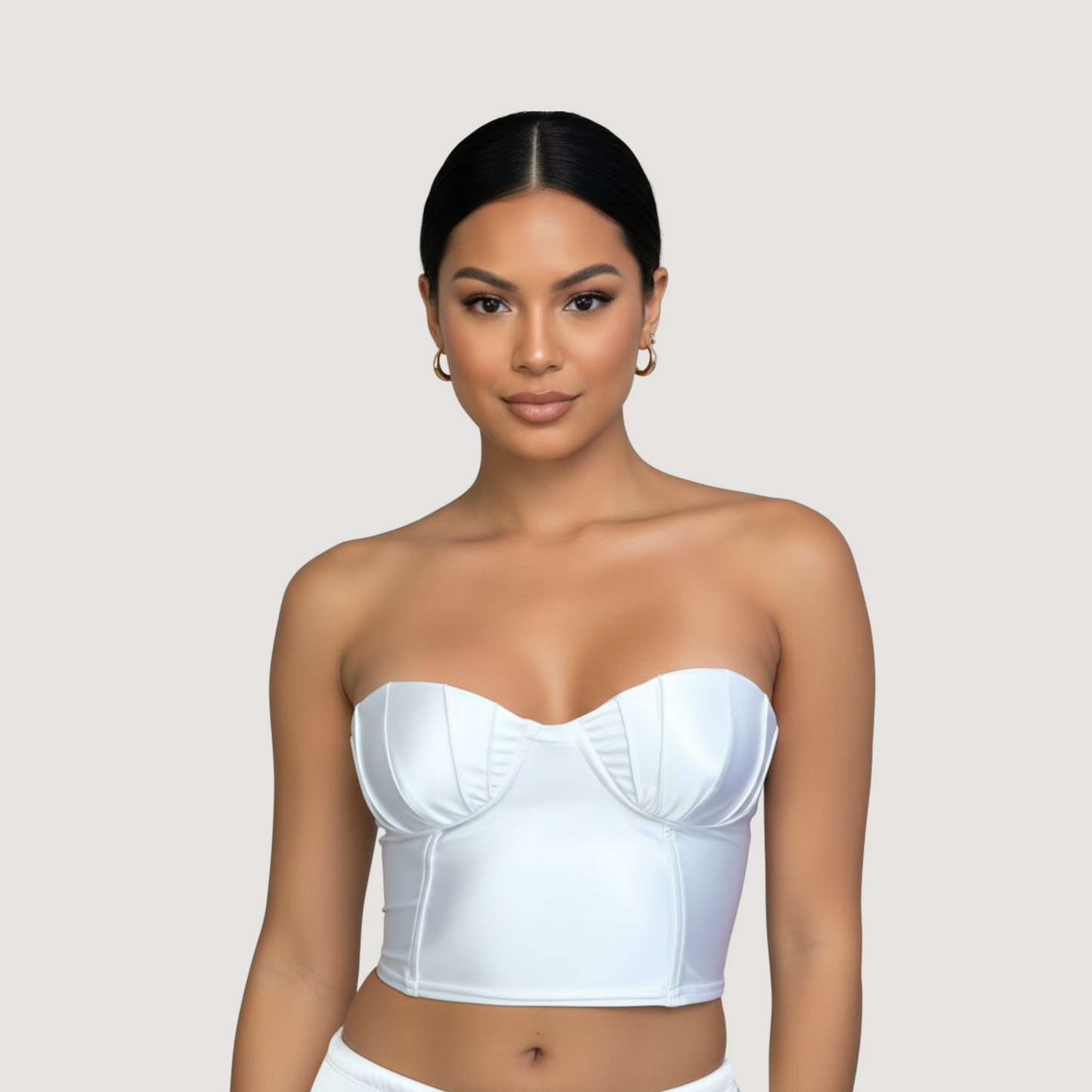 Corset Top with Glossy Spandex Fabric..