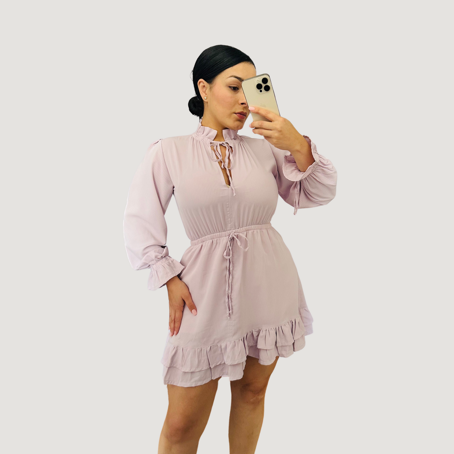 Cute Fall Dress with Elastic Waistband - Saida Fashion
