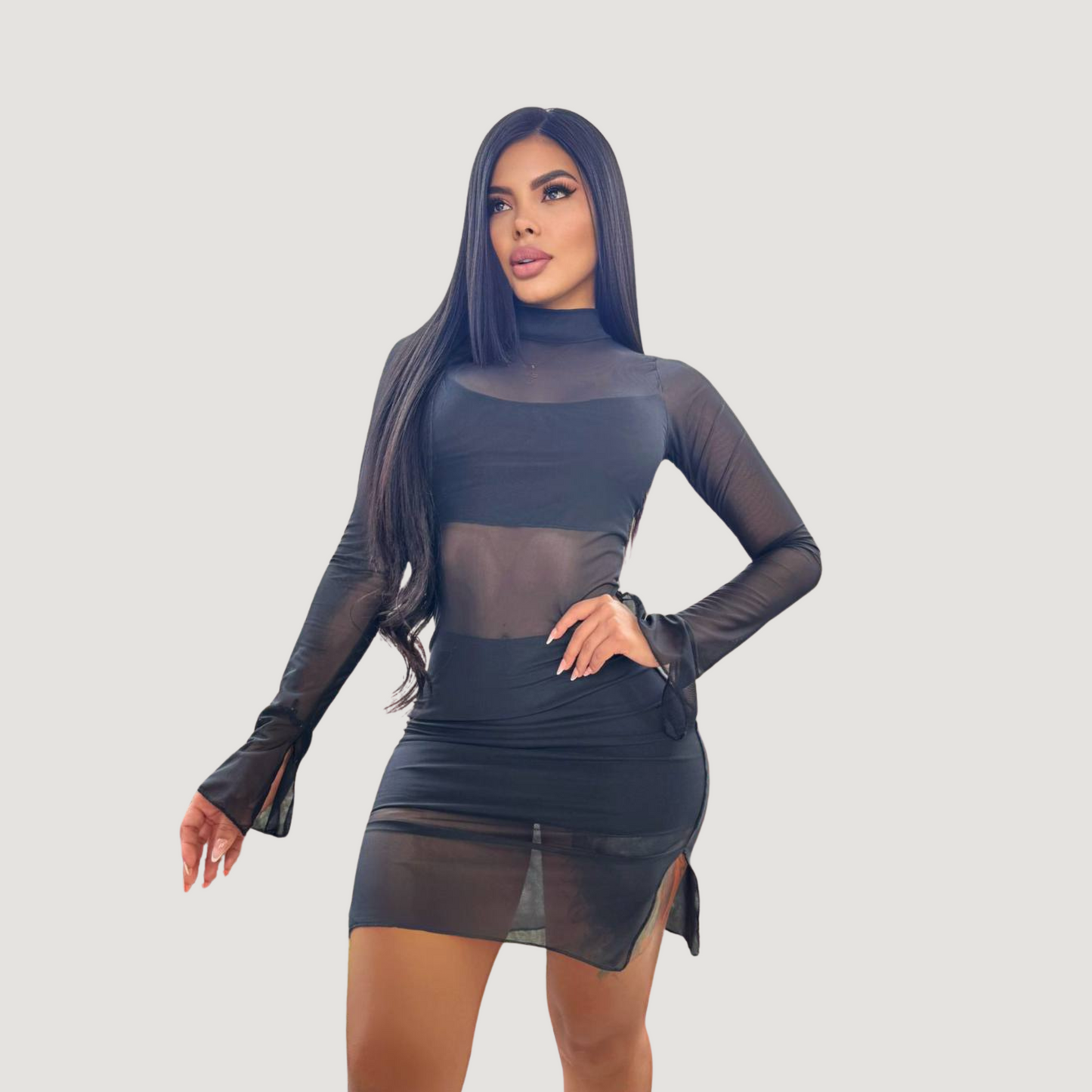Mesh Dress with Spandex Fit - Saida Fashion
