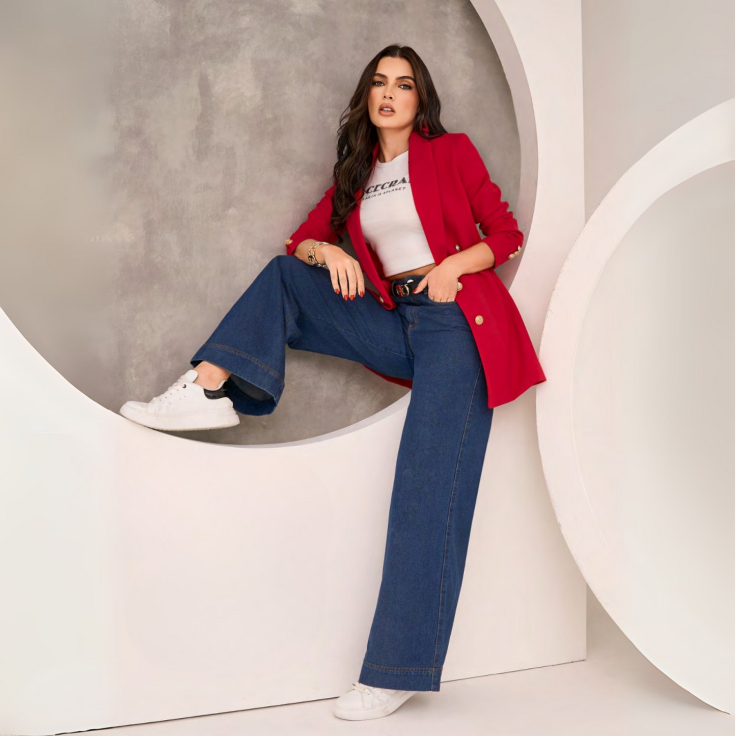Chic Women’s Blazer, Gold Detail