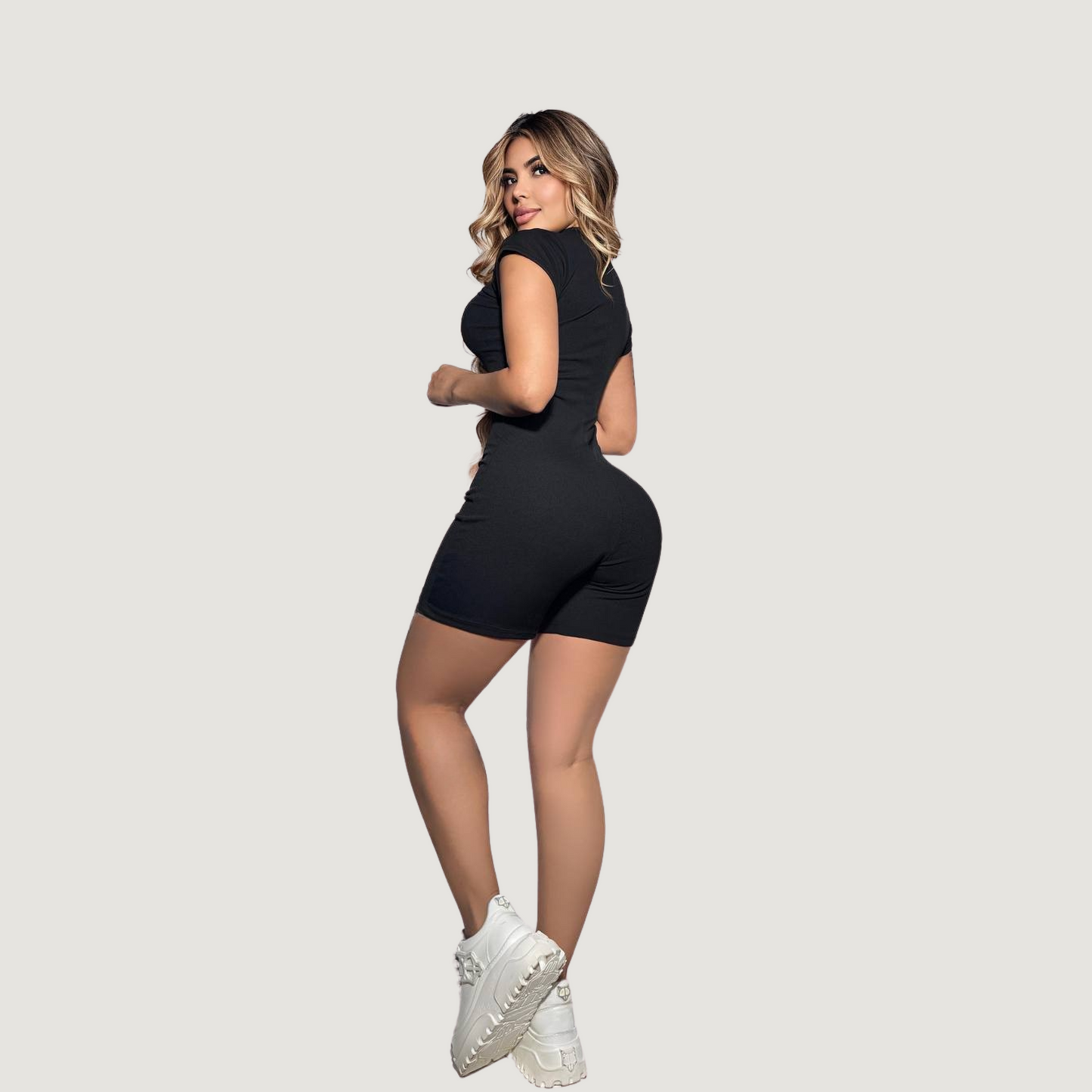 Fitted Romper with Front Zip
