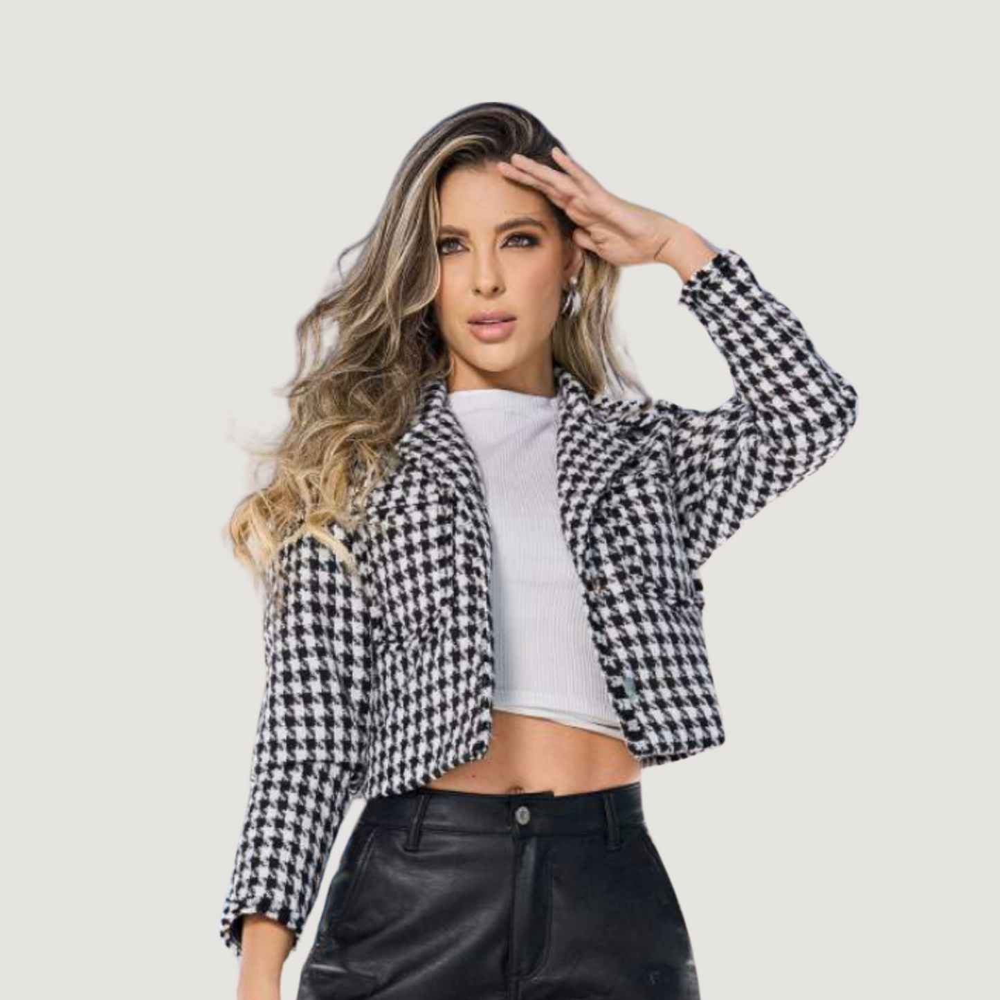Short Jacket for Women in Houndstooth..