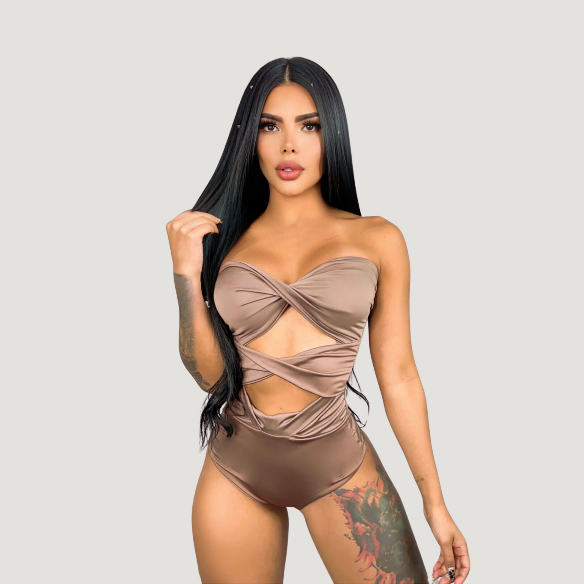 Strapless Bodysuit - Waist Cut-Out - Saida Fashion 