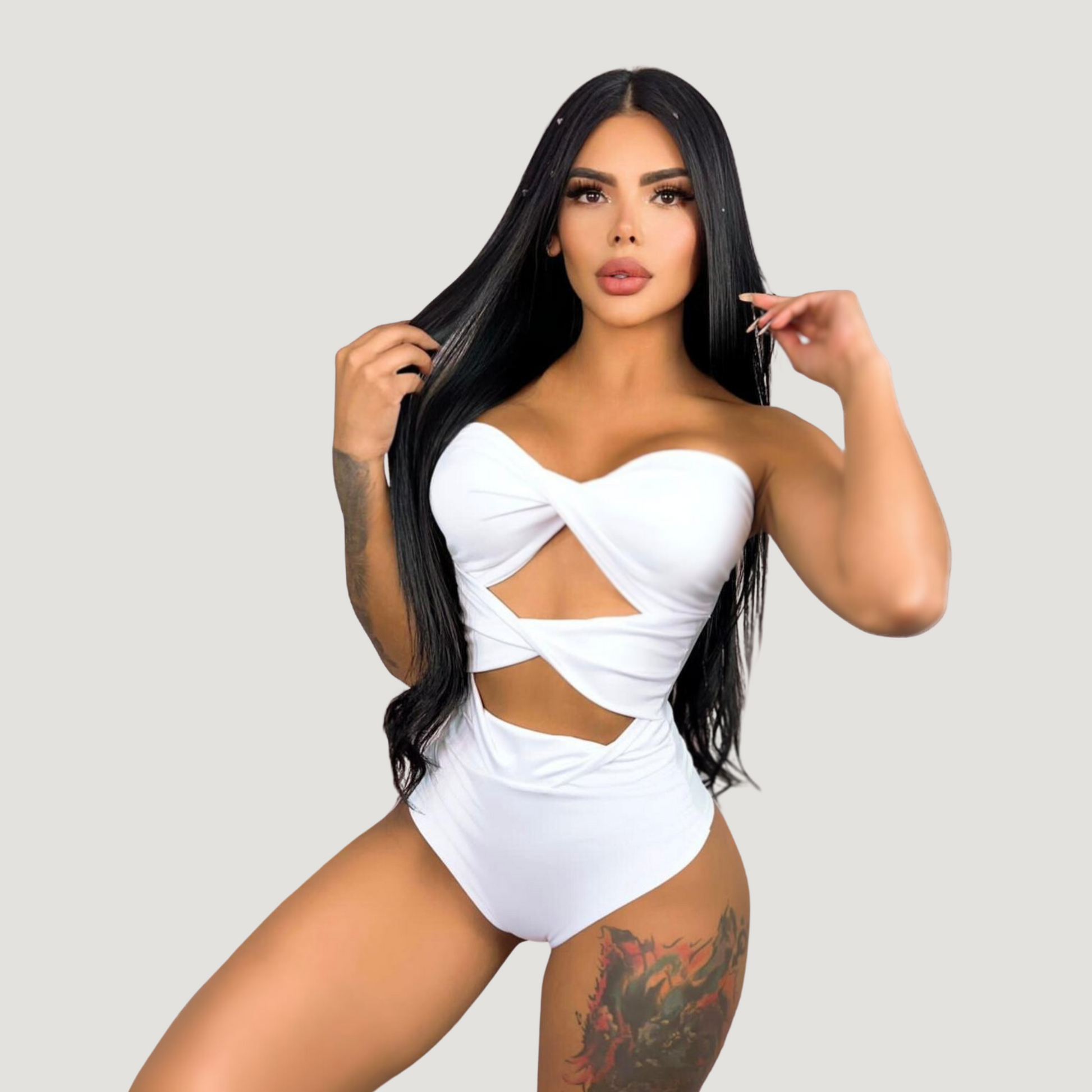 Strapless Bodysuit - Waist Cut-Out - Saida Fashion 