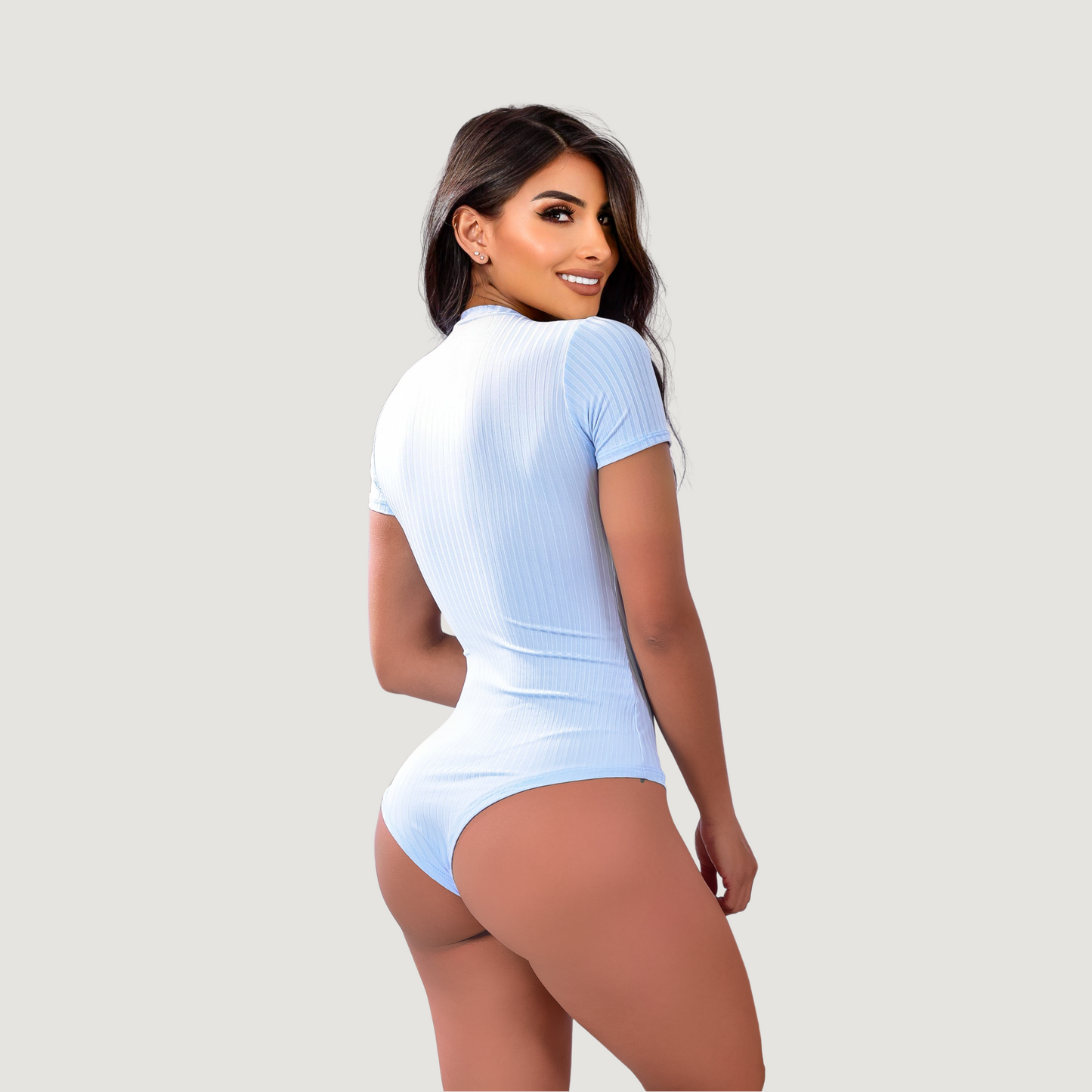 Body de mujer con cuello redondo acanalado