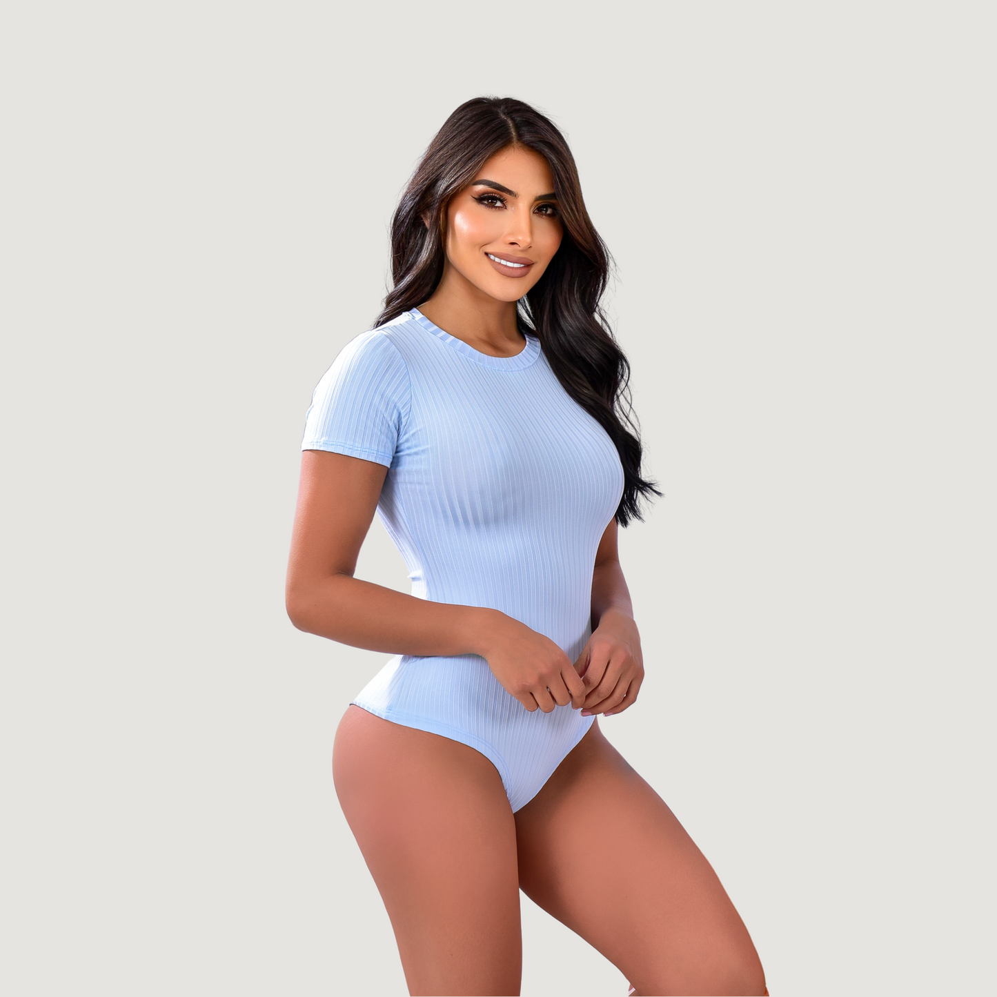 Body de mujer con cuello redondo acanalado