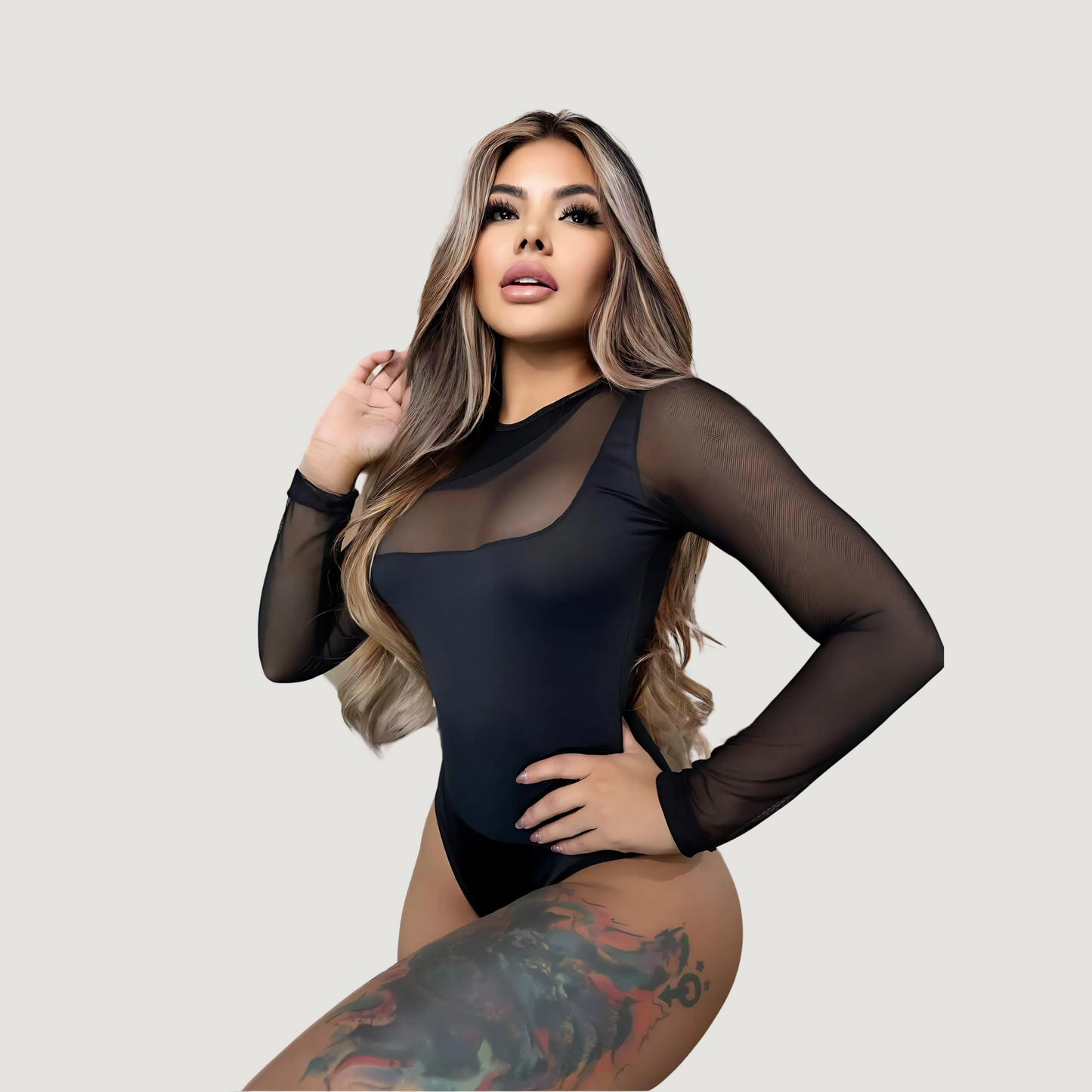 Sexy Mesh Contrast Bodysuit