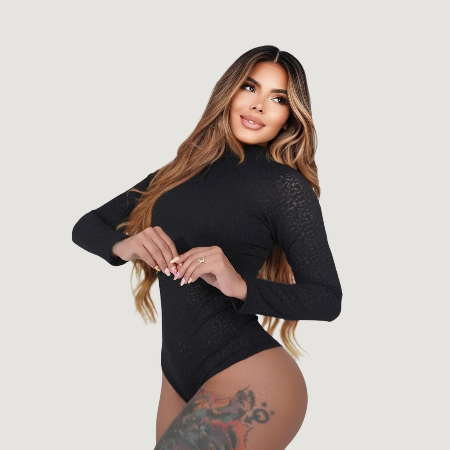 Body de malla con estampado animal