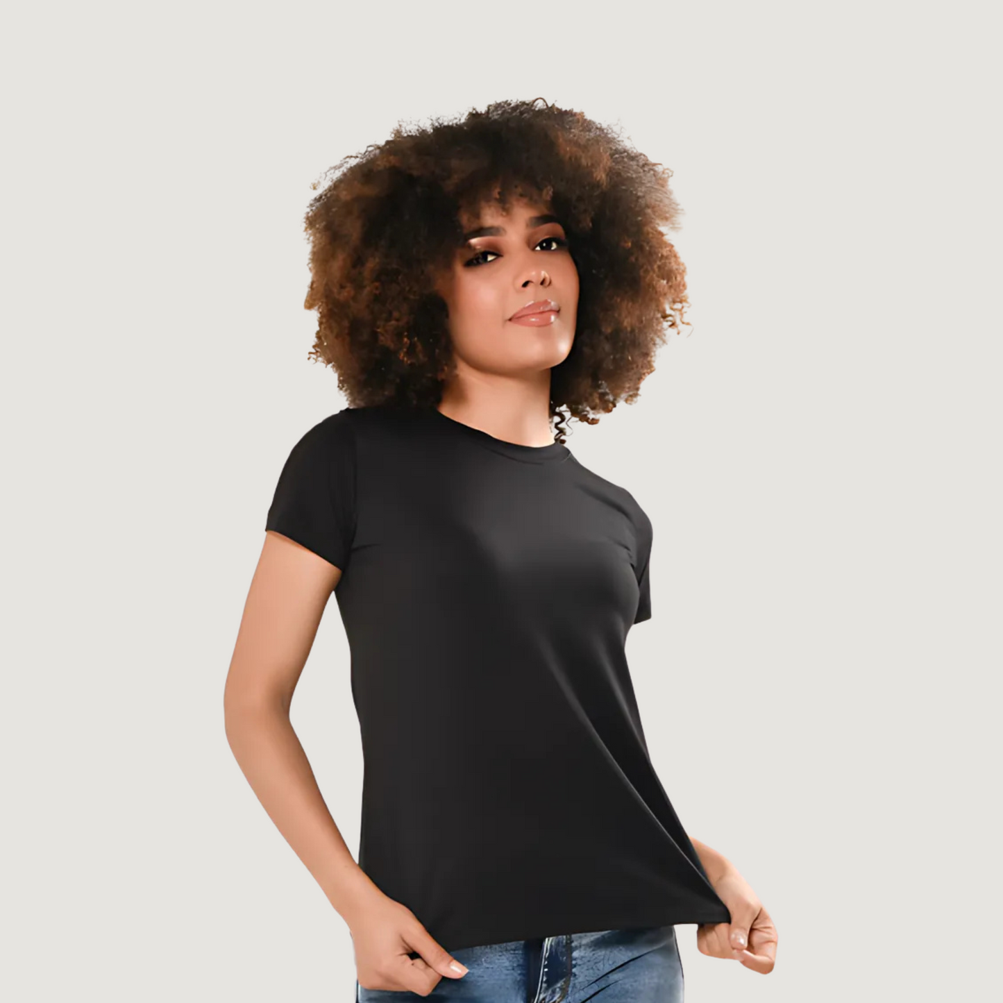 Camiseta de algodón elástico y de corte relajado