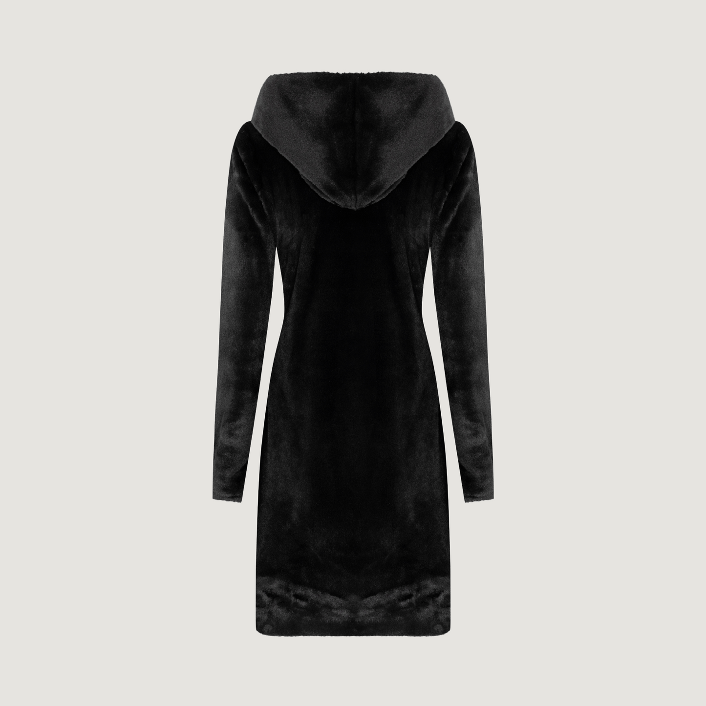 Fur Coat with Fuzzy Hood for Winter