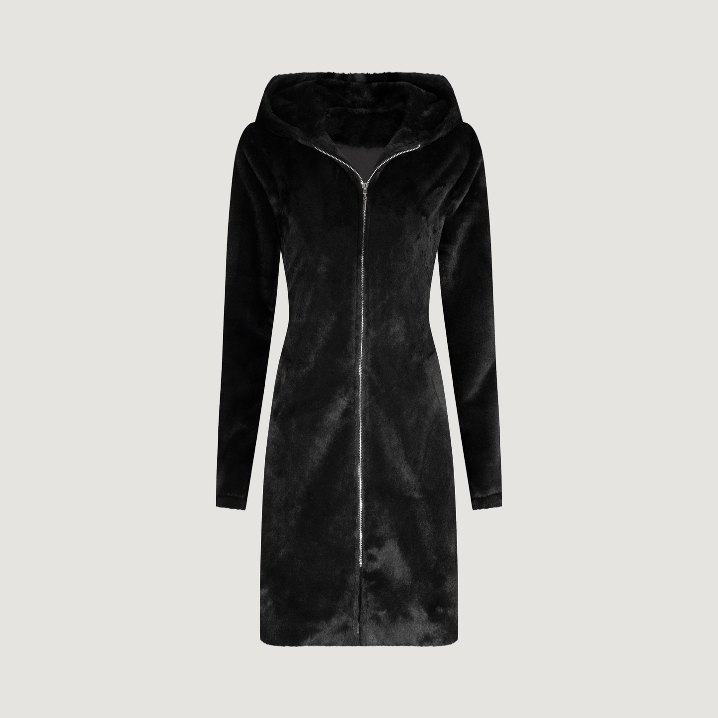 Fur Coat with Fuzzy Hood for Winter