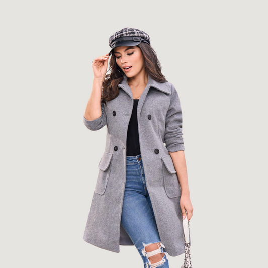 Chic Double-Breasted Wool Coat