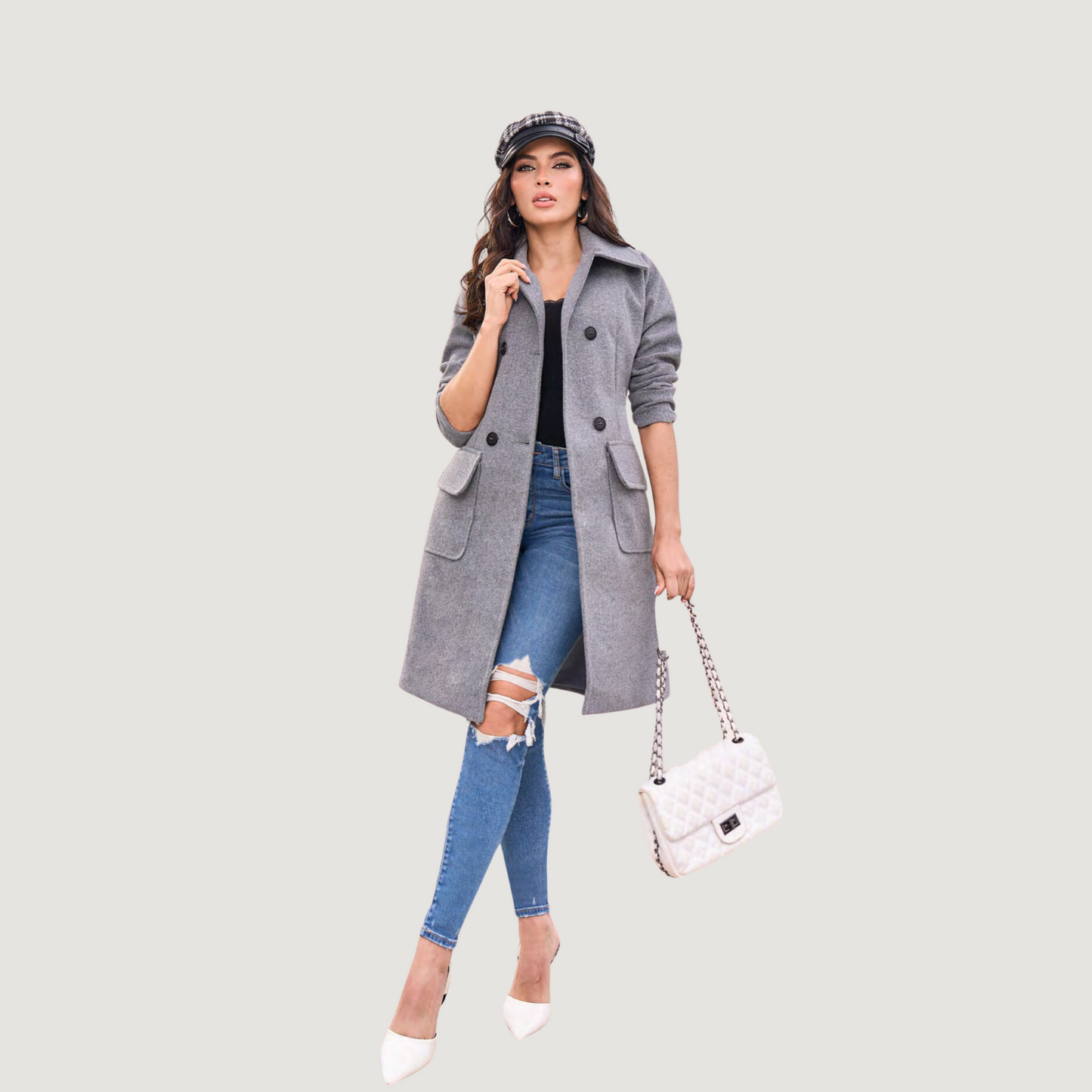Chic Double-Breasted Wool Coat