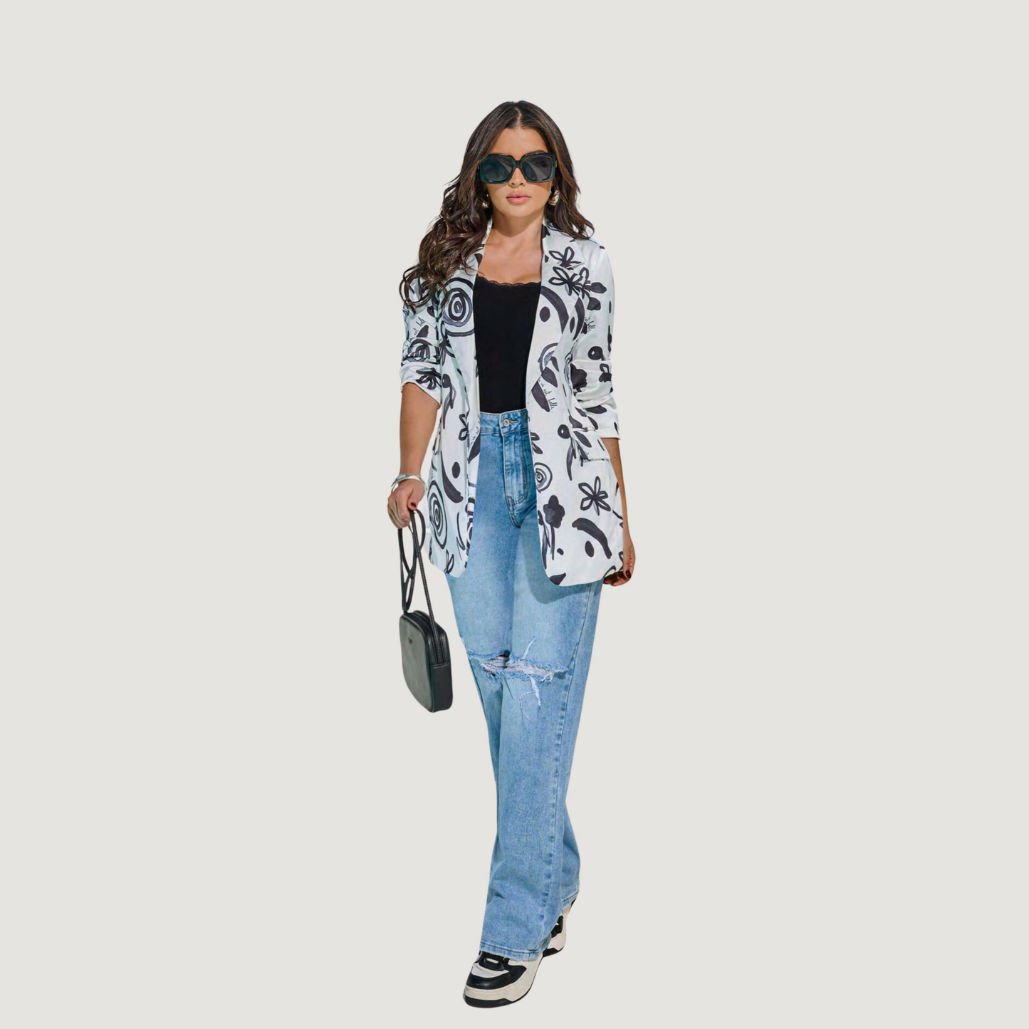 Floral jacket in lightweight satin - Saida Fashion 