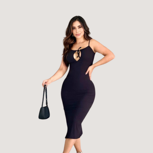 Stretchy Keyhole Midi Dress