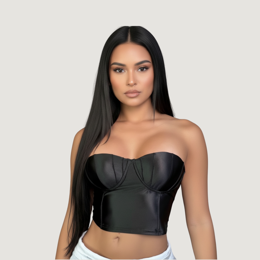 Corset Top with Glossy Spandex Fabric