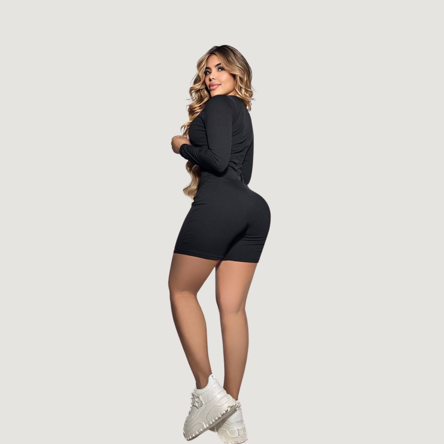 Fitted Romper with Front Zip